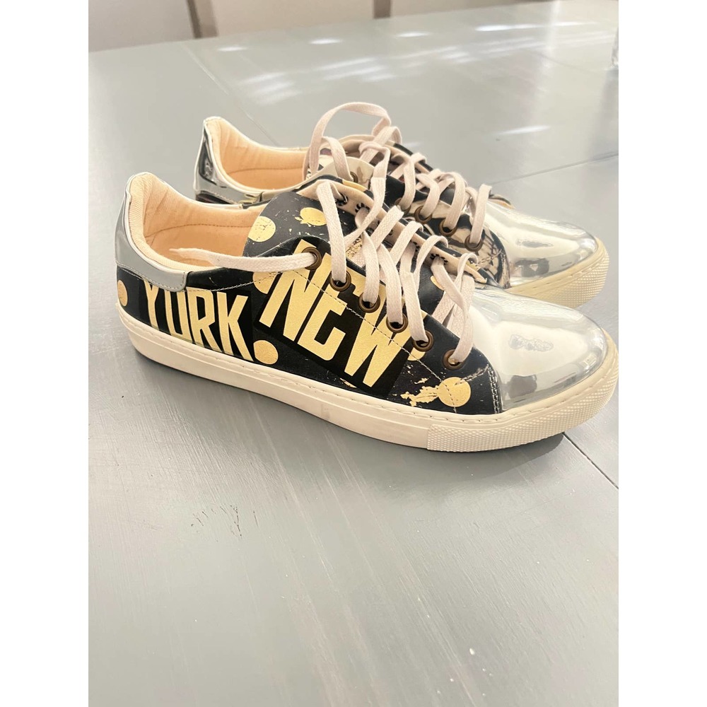 New York Goby womens sneakers Size 39 ( 8 us)  Metallic navy and cream